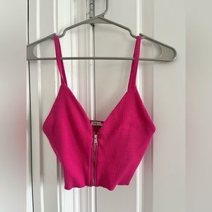 Hot Pink Zara Zip Crop Top